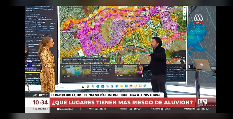 Mucho Gusto, de MEGA: sobre el mapa de Traza Urbana, la zona del aluvión de Las Condes.